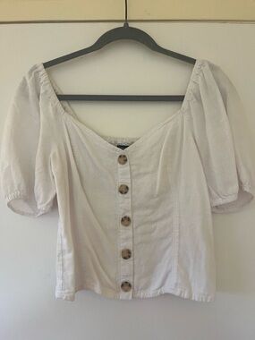 Abercrombie & Fitch White Button-down Blouse